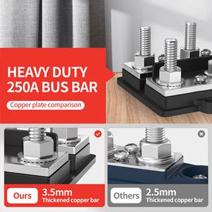 Daiertek <strong>Dual</strong> Bus Bar 250 Amp <strong>Busbar</strong> with 4X3/8&quot; (M10) 3X#8 Screw Connections Copper Electrical Bus Bar for Sale - Product Image 3