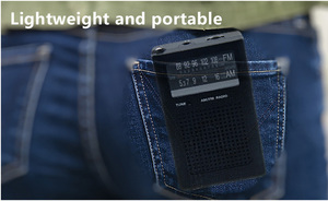 经典袖珍迷你便携式低音调幅调频双向收音机，带家用或户外夹子