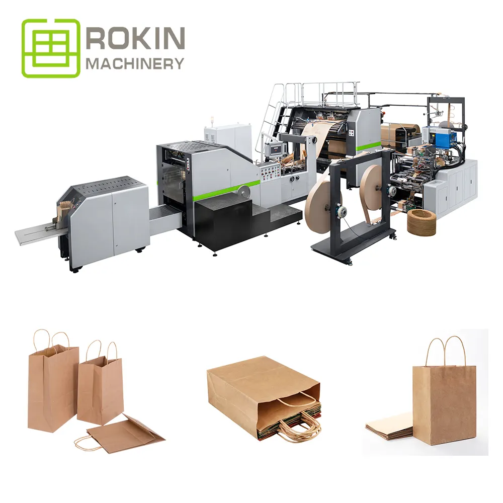 Machine de fabrication de sacs en papier de marque ROKIN à pune Prix de machine de fabrication de sacs en papier entièrement automatique machine de fabrication de sacs en papier au maroc