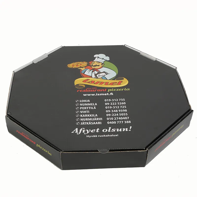 Boîte à pizza octogonale personnalisée en papier, boîtier d'aliments au poulet, frites, offre spéciale