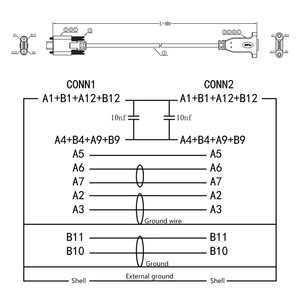 สายดาต้า USB 3.1 Type C เกรดอุตสาหกรรมพร้อมตัวยึด (ตัวผู้เป็นตัวเมีย) - Product Image 2