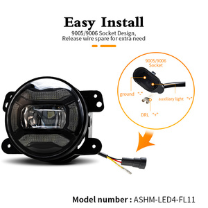<strong>4</strong>&quot; <strong>4</strong> Inch Round 30w 12V LED Fog <strong>Light</strong> Passing <strong>Light</strong> with DRL Led Lamp Driving Off Road Fogs for Jeep Wrangle JK 07-17 - Product Image 2