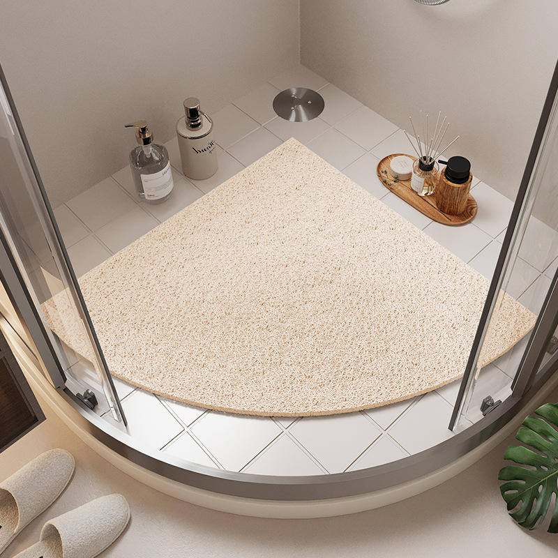 Tapis de douche - en forme d'éventail beige