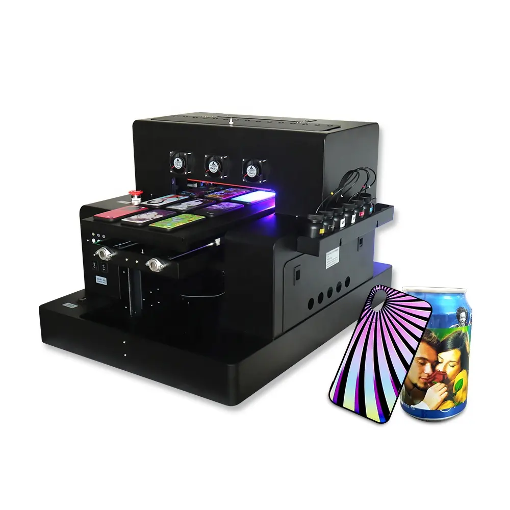 Full Automatic Bottle Cylinder printer for Epson L1800 head Phone case uv printer (280*500mm) A3 Varnish UV printer