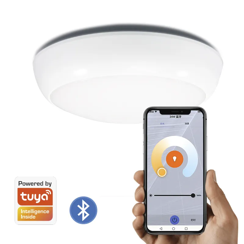 Wiscoon Modern Smart Home WIFI APP-Steuerung Unterputz-Mehrfarben-dimmbare LED-Decken leuchten PVC-Kunststoff Weiß 80 Rund