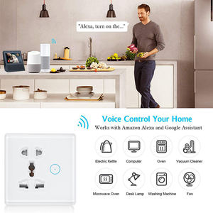 批发玻璃面板通用插座定时器遥控墙图雅WiFi USB 5孔BLE智能插座 - Product Image 3
