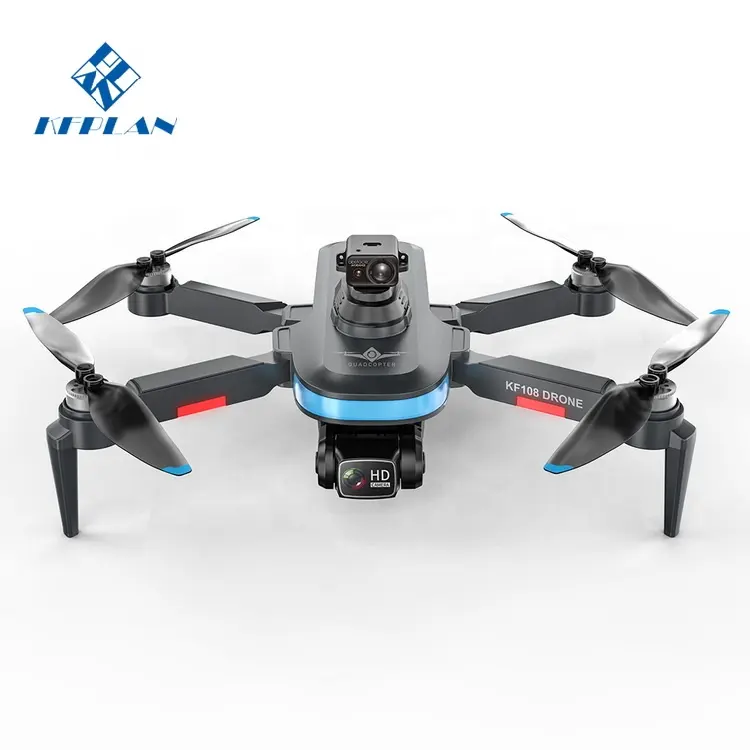 Drone Quadcopter lipat profesional, kontrol Radio asli KFPLAN KF108 Dron GPS 4K pencegah hambatan optik Brushless