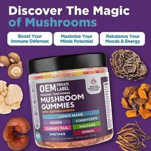 Oem תווית פרטית 8-in-1 גומות פטריות מכילים ashwagandha עבור מרגיע וממריצים חסינות - Product Image 3