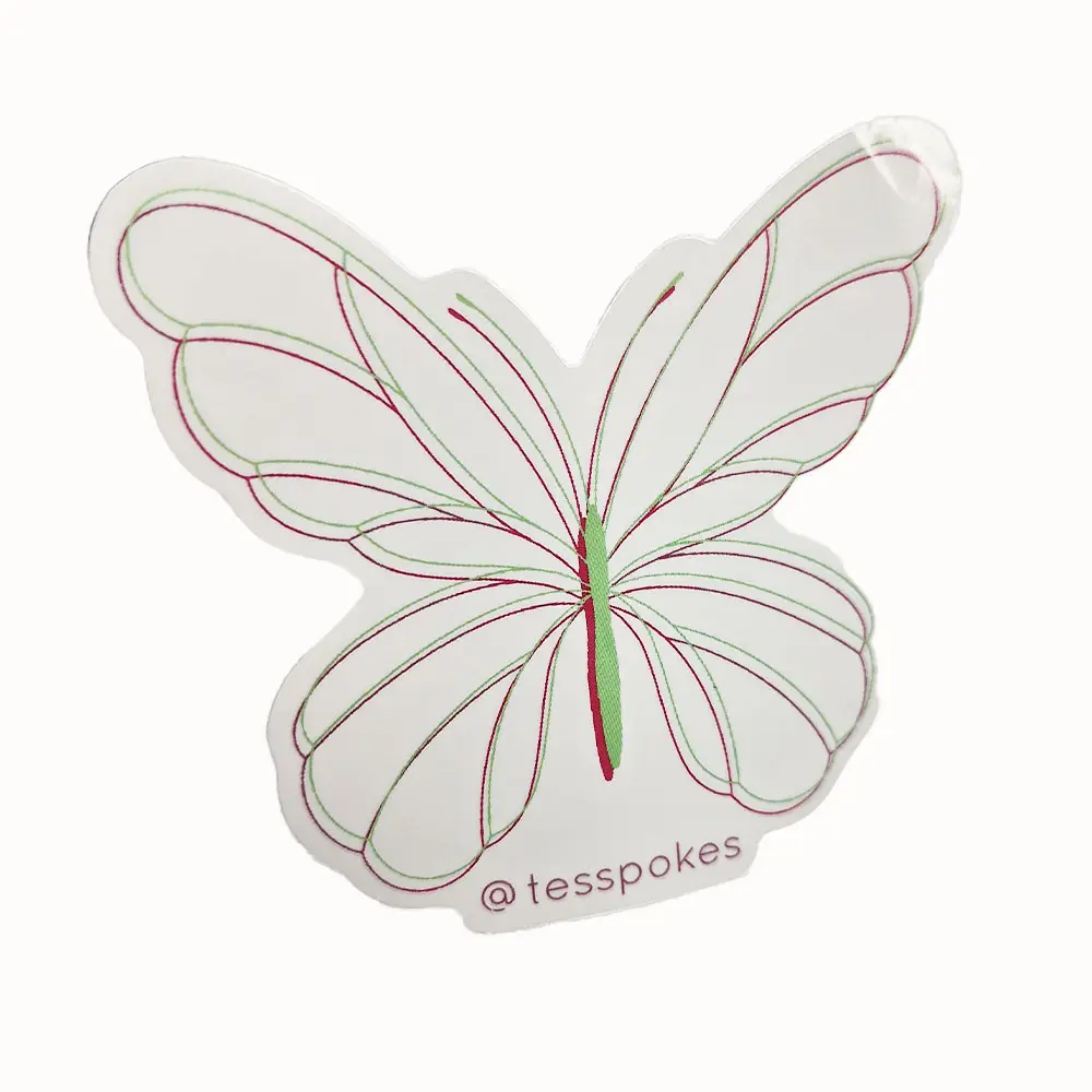 Etiqueta troquelada de mariposa de dibujos animados personalizada etiqueta adhesiva impermeable etiqueta adhesiva de dibujos animados