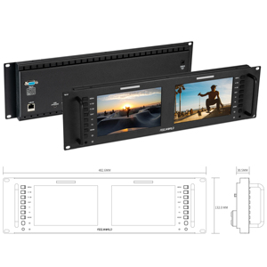 FEELWORLD Dual 7&quot; IPS Panel 3G SDI <strong>HDMI</strong> <strong>Inputs</strong> Mounted Rack Monitor Portable Second Screen <strong>Display</strong> Lnputs 19inch Rack Monitor - Product Image 4