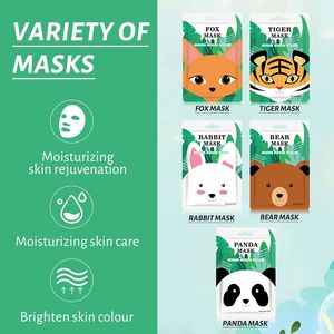 Mooyam máscara facial de animais personalizada, máscara hidratante de folha para clareamento do rosto, animais