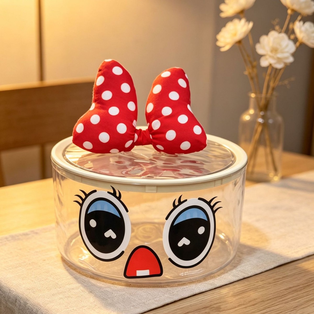 Small eye stickers with lid, large bow