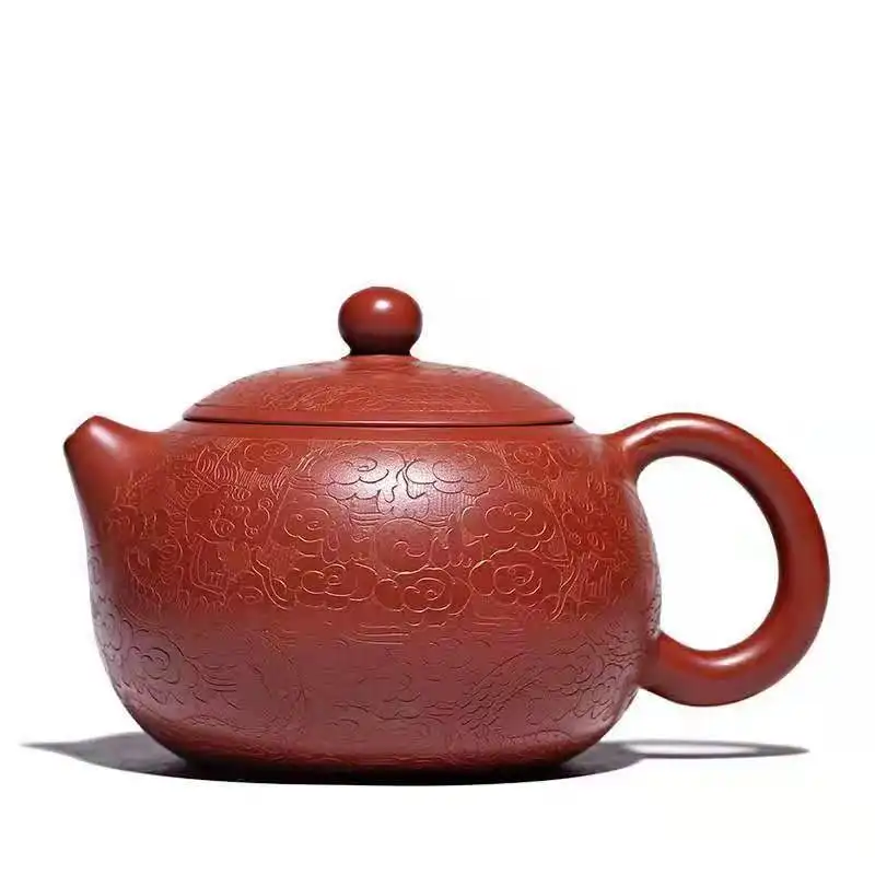 Bule de chá de argila roxa autêntico, bule para chá com padrão de dragão, xishi e bolha feito à mão