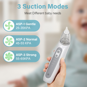 Aspirador nasal OEM ODM para bebé, aspirador nasal eléctrico para bebé, limpiador de nariz automático con 3 puntas de silicona, nivel de succión ajustable