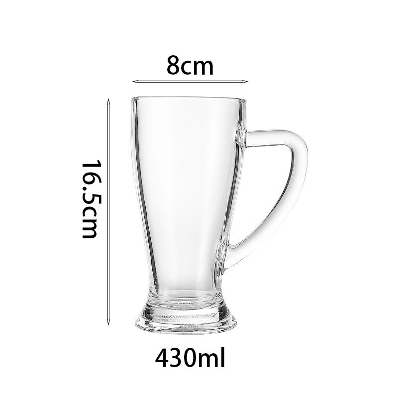 430ml Hourglass-shaped Glass Beer Mug with Handle