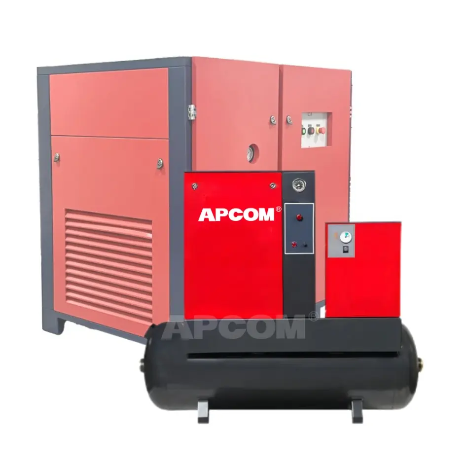 Ht APCOM 18.5kw 25HP Compresor de aire de tornillo rotativo 100 CFM 10 Bar Presión DE TRABAJO Nueva condición Núcleo de motor de rodamiento de bajo ruido