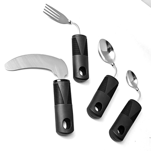New Cutlery Set for <strong>Parkinson's</strong> Patients Easy Grip Adaptive Utensils Flatware Set with Non-Slip Ribbed Handles for Elderly - Product Image 1