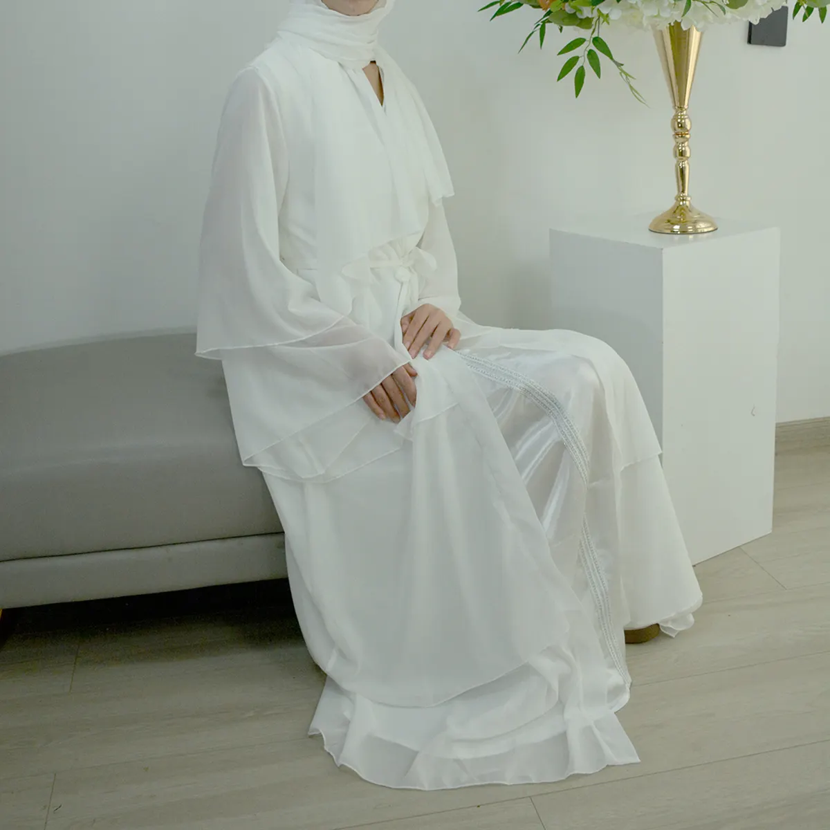 Abaya Dubai müslüman pamuk düğün Sharara kadın elbise işlemeli tek parça namaz elbiseler kapşonlu bir kumaş İstanbul