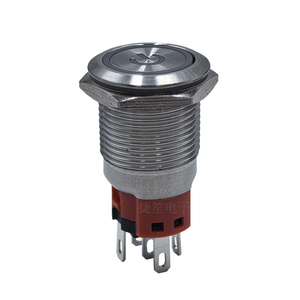 16mm 1 ON1NC IP65 Flach kopf gewarteter Metall druckknopf Momentan verriegelnde Drucktasten schalter mit LED DC 1,8 V-48V - Product Image 1