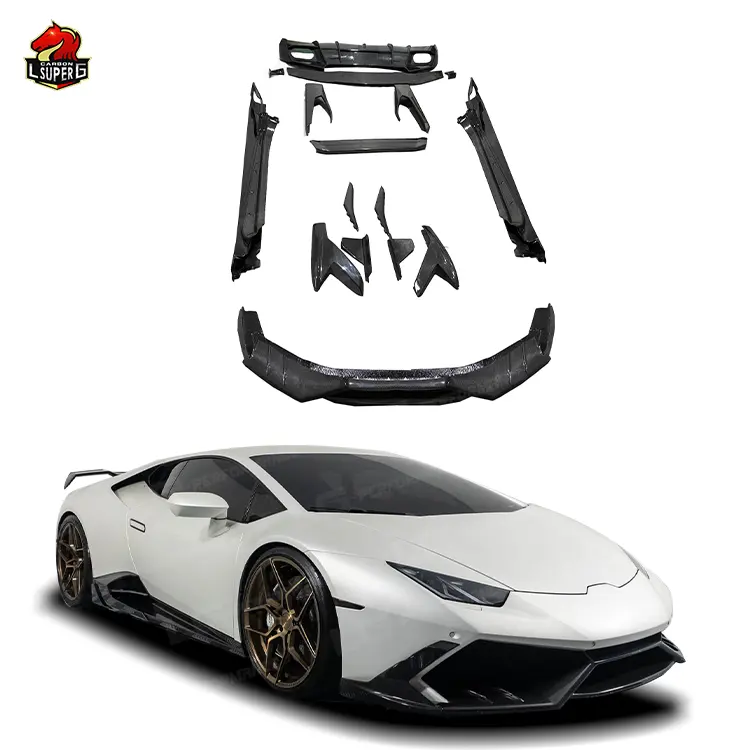 Yeni trend! Lamborghini Huracan LP610 için karbon Fiber gövde kiti ön dudak nadir difüzör yan etekler ile m-tarzı gövde kiti