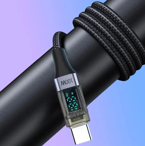 5A PD100W naylon örgü typ-c C tipi C şarj LED ekran hızlı şarj kablosu - Product Image 4