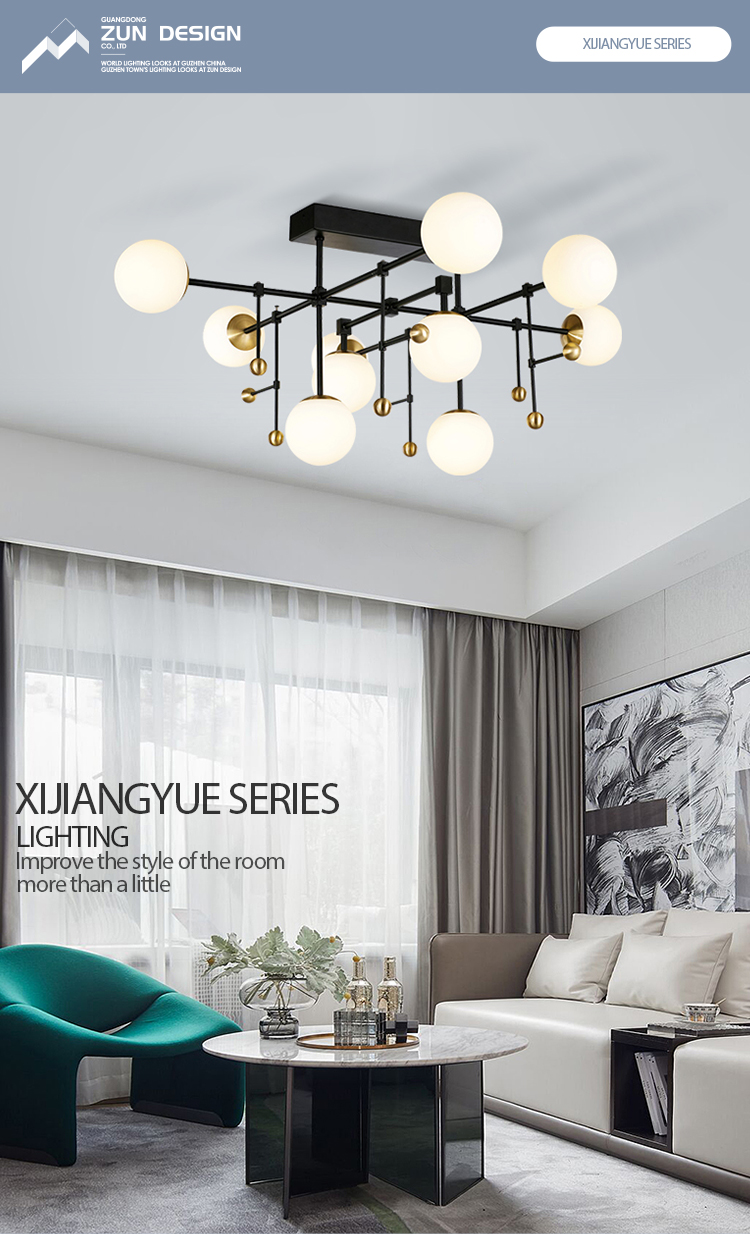Zun Design contemporary milky white round ball led ceiling chandeliers luxury pendant light fixtures for restaurant