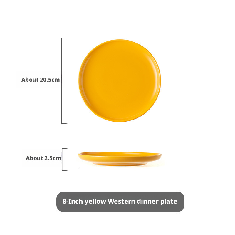 Plateau à pizza rond jaune mat de 8 pouces