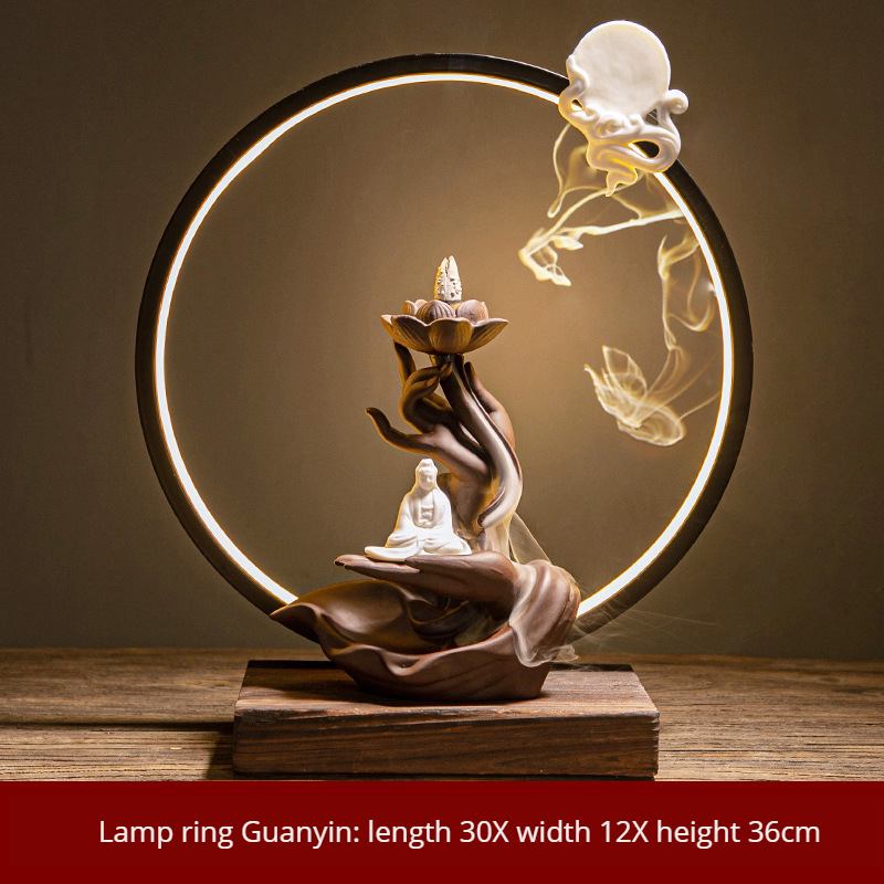 Main de Bouddha LED Lotus Heart (anneau de lampe Guanyin)