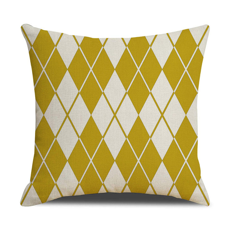 OEM Service Solid Color Custom Geometric Pattern Linen Pillow Cover Digital Printing Pillow Cushion Cover