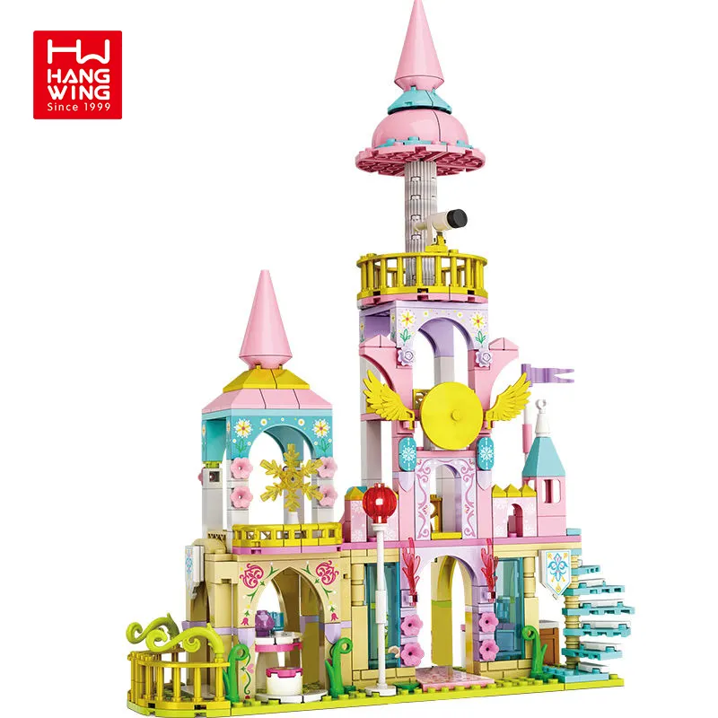 HW TOYS 347PCS Student Kinder Mädchen Prinzessin Starlight Castle Kunststoff Ziegel Baustein Set Home Decor Bau Spielzeug