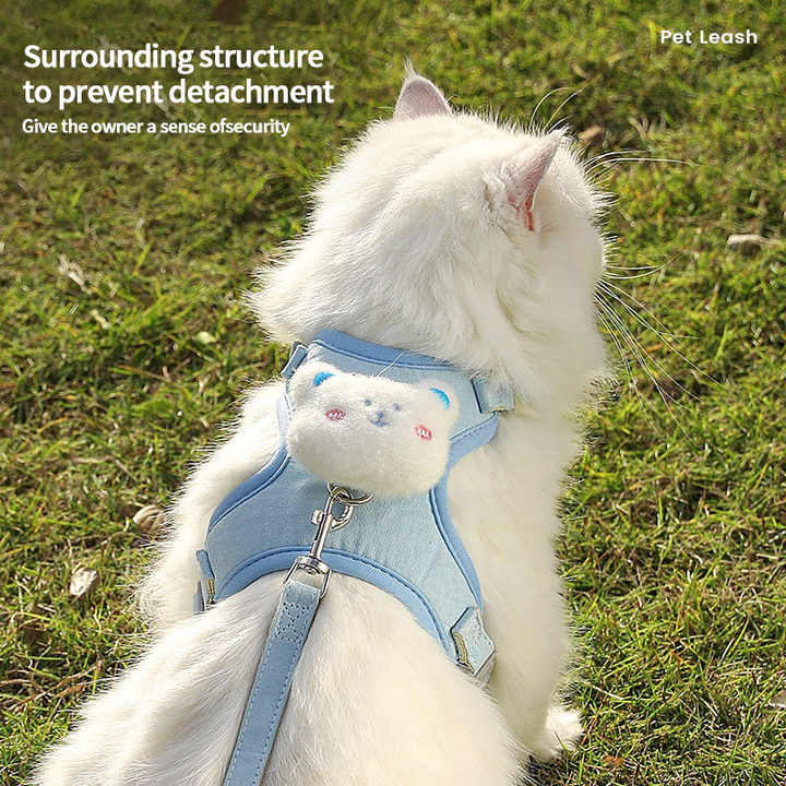 Arnés ajustable de poliéster para perros pequeños y gatos, lindo gatito, suministros para mascotas al aire libre, botón de Animal de moda personalizado para caminar
