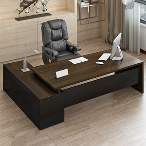 Mesa de ordenador de estudio de oficina, diseño simple moderno personalizado de fábrica, con estantería y armario de almacenamiento - Product Image 4