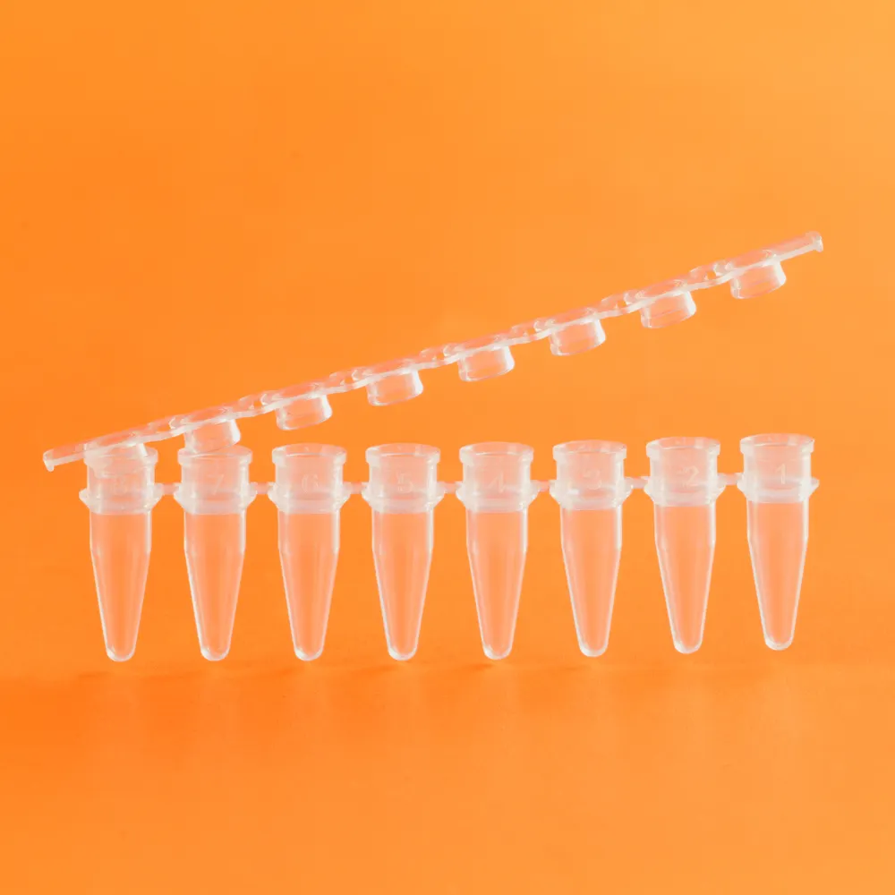 Laboratuvar malzemeleri tek kullanımlık santrifüj 8 iyi PCR tüp 0.2ml şerit tüp