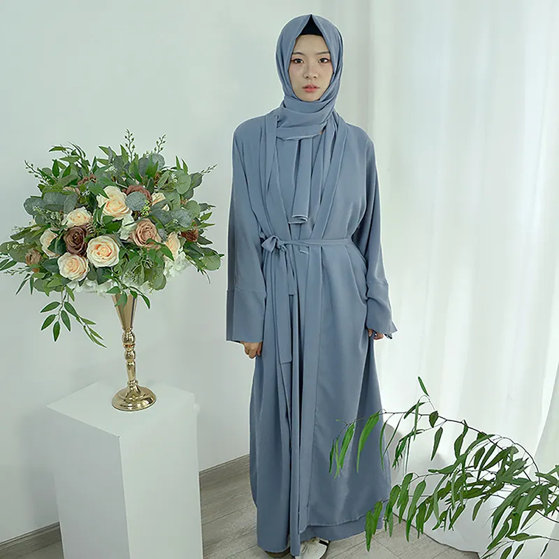 Friperie nero caftano in tessuto abiti turchi abito femminile Musulmane modesto Dubai Abaya donna abito musulmano abbigliamento islamico