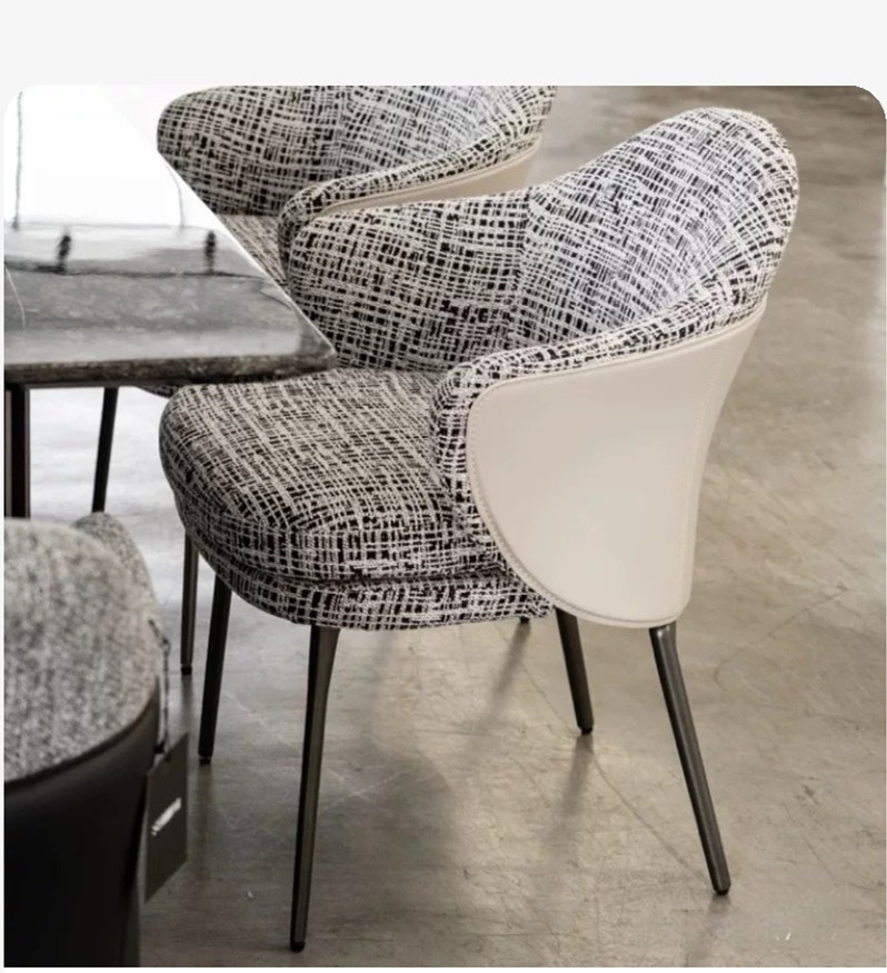Black and white large cotton linen-leather