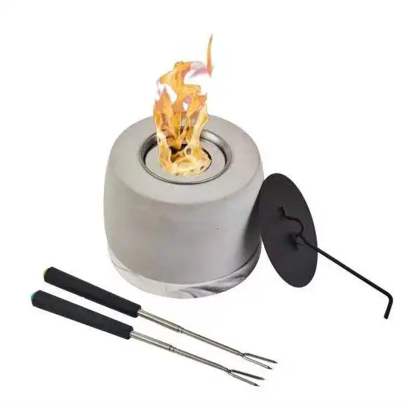 Atacado Mini Cimento fogueira Modern Mini Table Top Concreto Fire Pit Bio Etanol Tabletop Lareira Portátil Firepit