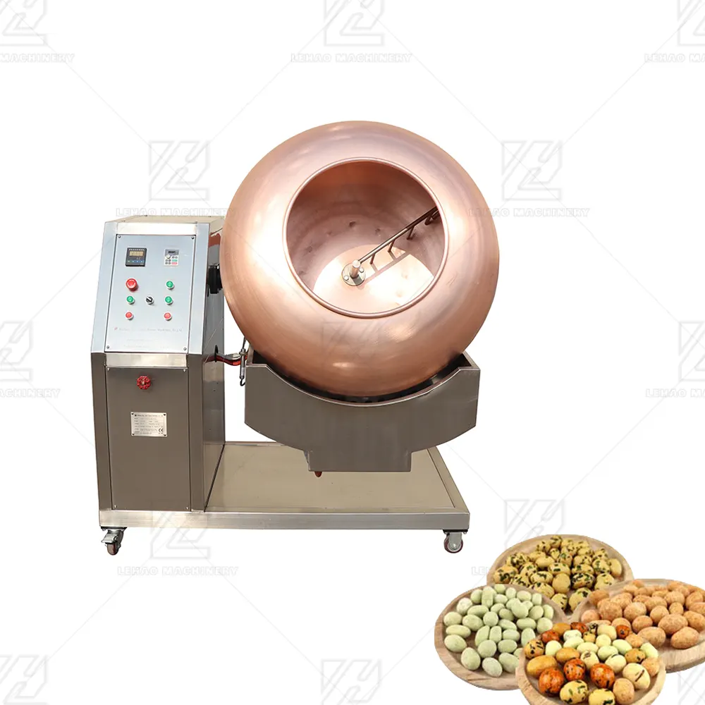 Máquina rotativa de recubrimiento de azúcar y tostado de pecan, cacahuetes, aperitivos, sabor, recubrimiento de cobre