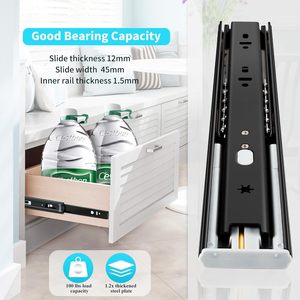 Yenuo thép cán nguội nhiệm vụ nặng nề ngăn kéo Slide 12-24 "mềm đóng mở rộng đầy đủ, bên gắn bóng mang tải 100 - Product Image 4