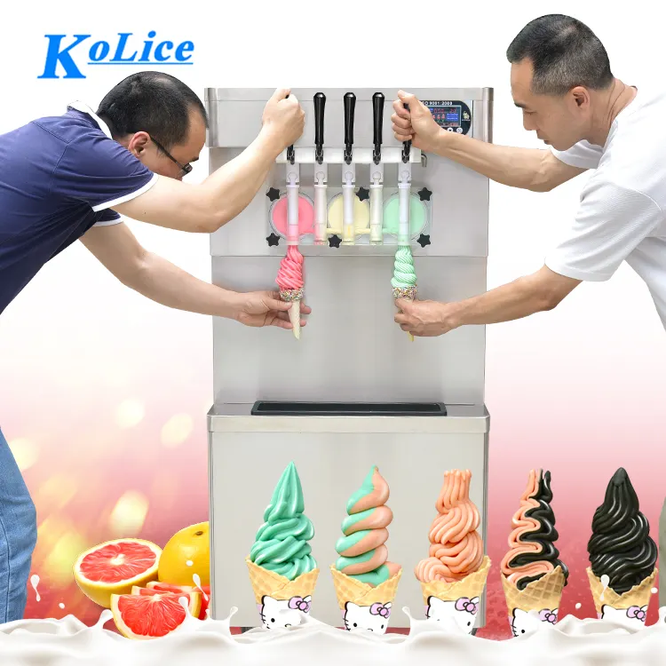 5 Smaken Floor Ce Etl Noedels Valt Kalebas Ijs Zachte Machine/Soft Serve Ice Cream Machine/Soft ijs Making Machine