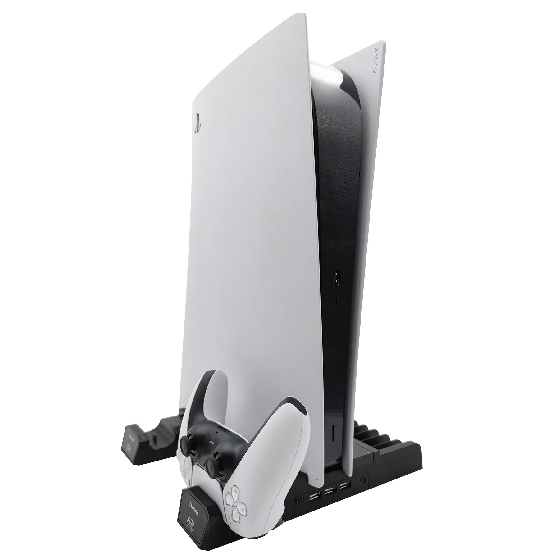Ladestation für Lüfter Vertikaler Ständer für PlayStation 5 für PS5-Spielzubehör mit 3 USB-Ladegeräten