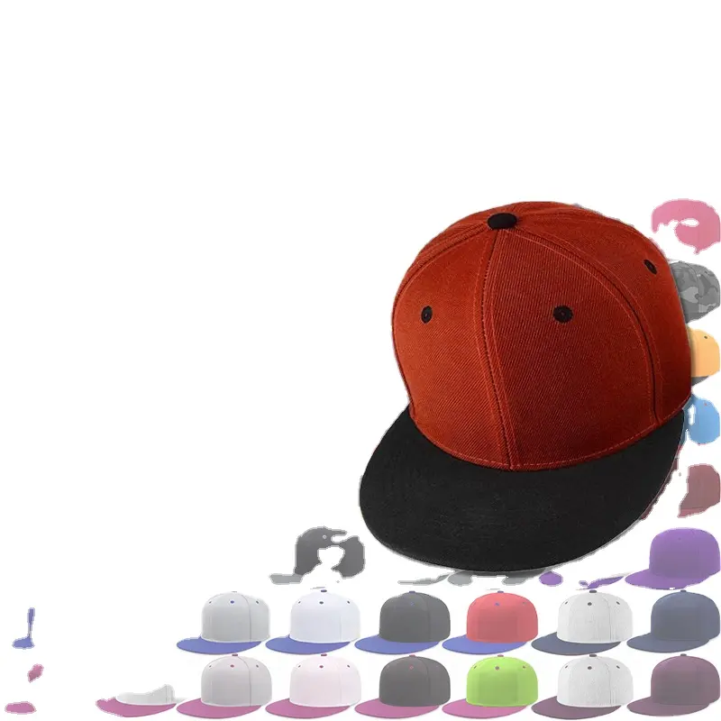 Barato al por mayor 3D bordado 5 6 Panel gorra contraste personalizado sombrero de ala plana en blanco Unisex adultos hombres liso Snapback gorras