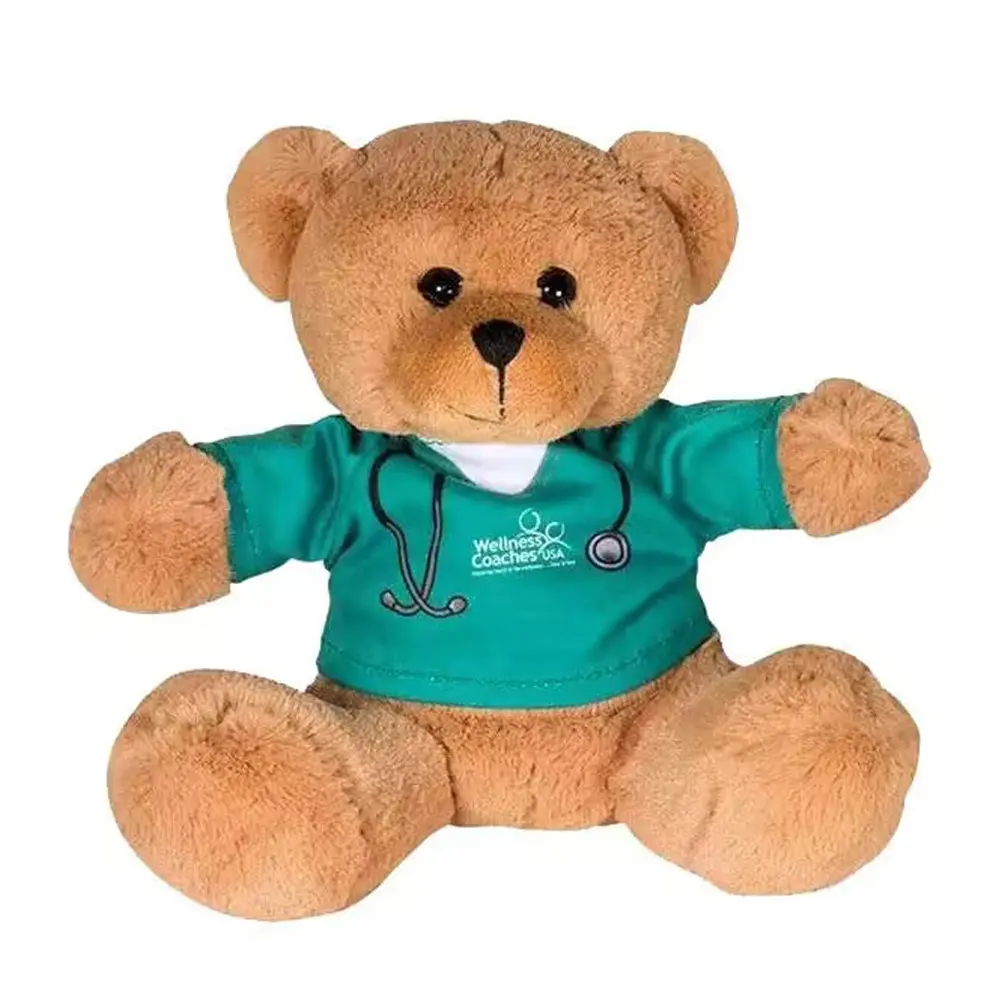 2020 дешевая рекламная плюшевая игрушка, новейший дизайн, доктор Тедди, медведь с логотипом на футболке