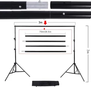 Fotoğrafçılık yumuşak kutusu stüdyo aydınlatma kiti 7 ft x 10 ft (yaklaşık 2.0 m) arka plan destek sistemi içerir 3 arka plan ekranları (b - Product Image 6