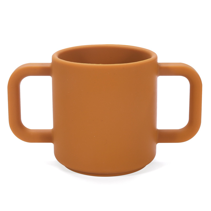 Training water bottle with handle - brownish-yellow