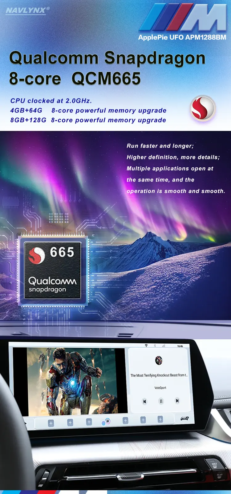 NAVLYNX ApplePieไร้สายCarPlay AIกล่องสําหรับBMW Dual Wi-Fiบลูทูธ 4G GPS AndroidอัตโนมัติQualcomm Snapdragon 665 8GB + 128GB