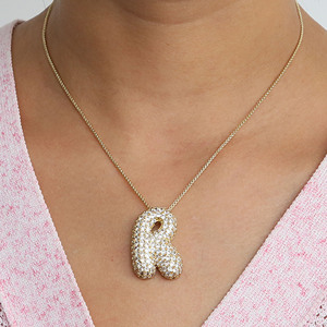 Dainty Alphabet Pendant Puffy <strong>Name</strong> Personalized Jewelry Bubble Letter Necklace Balloon Initial Necklaces for Women