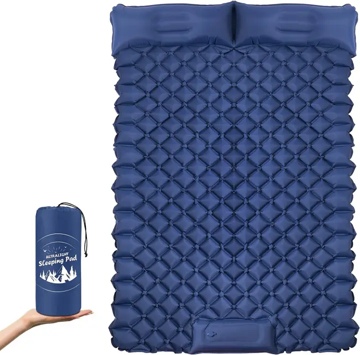 Outdoor Dubbele Zelfopblaasbare Matras 40d Nylon Tpu Opblaasbare Camping Slapen Pad Matten Met Ingebouwde Luchtpomp Voor 2 Persoon