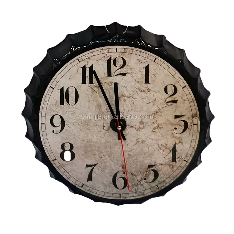 Reloj de metal con forma de tapa de botella, reloj de estaño para hombre, cueva, Bar, Club, decoración de pared