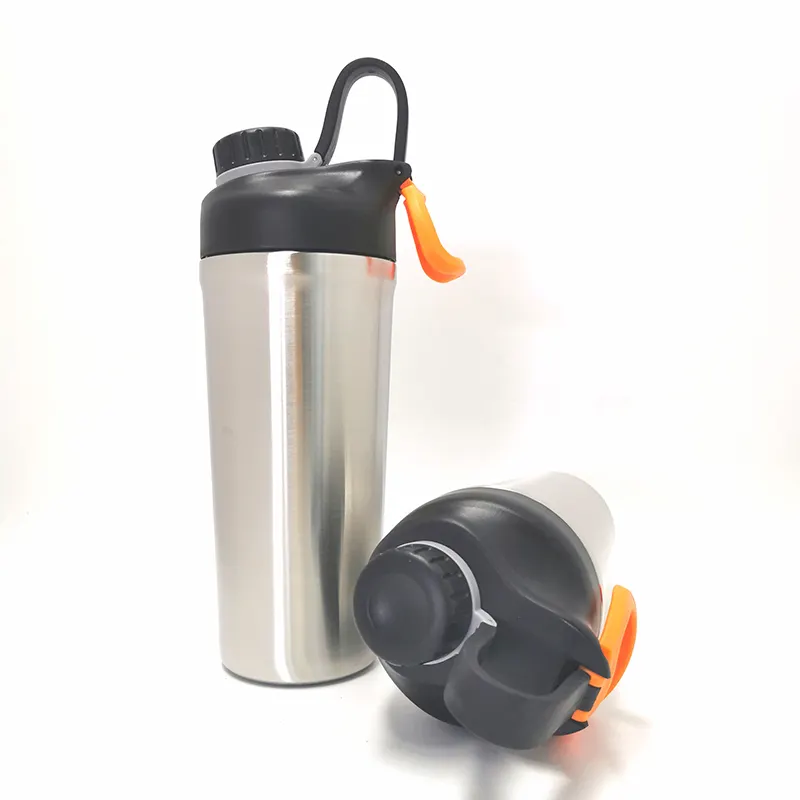New Design Double Wall 600ml/900ml Sport Shaker Vacuum Insulated Protein Bottle Stainless Steel Material Stir Ball Direct