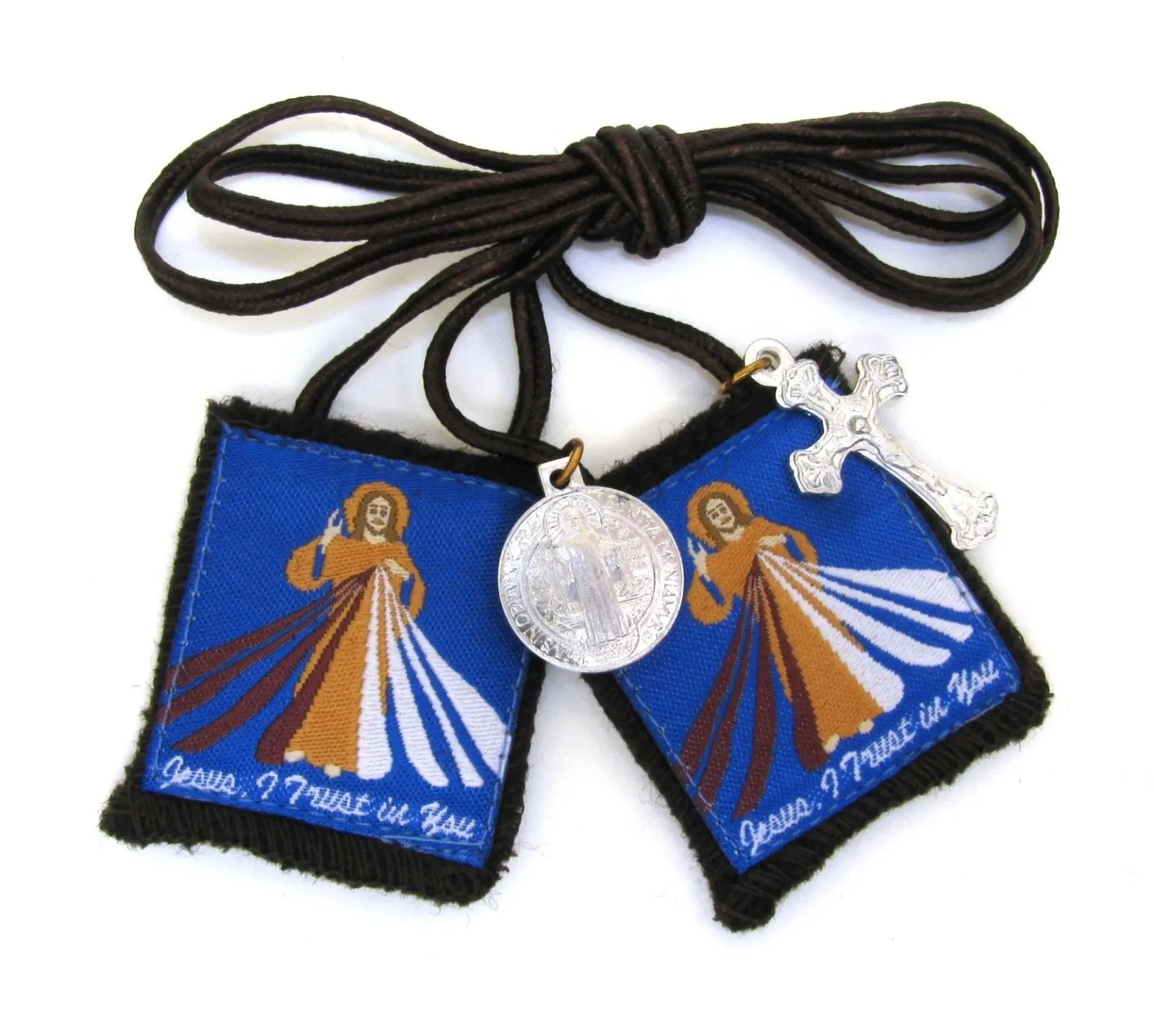 Wholesale Wool Brown Jesus Catholic Religious Items scapulars Necklace für gott segnen